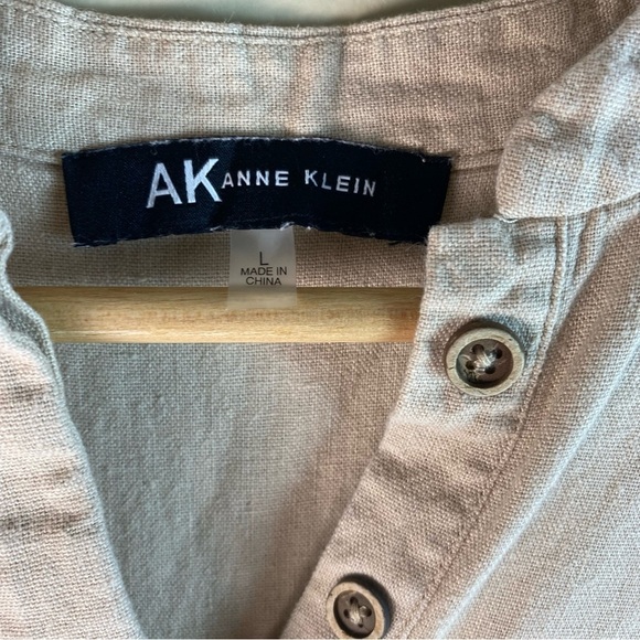 Anne Klein Woman’s Dress Large Linen Sleeveless Tan - Picture 4 of 7